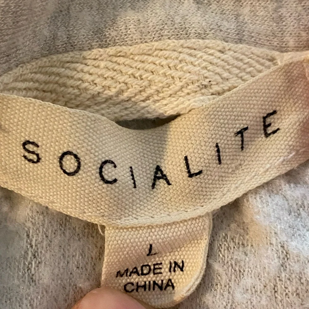 Socialite Lace-Up Front Gray Sweater Size L